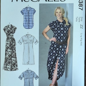 Uncut McCall&#39;s Sewing Pattern #M7387 for Misses and Misses&#39; Plus Size Top, Tunic, Dresses and Belt. Sizes XS, S, Med and Sizes L, XL, XXL.