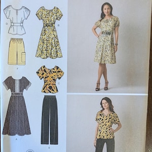 Uncut Simplicity Sewing Pattern #2615 for Women&#39;s Pullover Dress in 2 Lengths or Top and Pants or Shorts. Sizes 20W-28W.