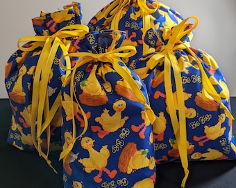 Eco Friendly Children's Character Drawstring Fabric Gift Bags In 4 Sizes Reusable Washable Zero Waste Gift Bags