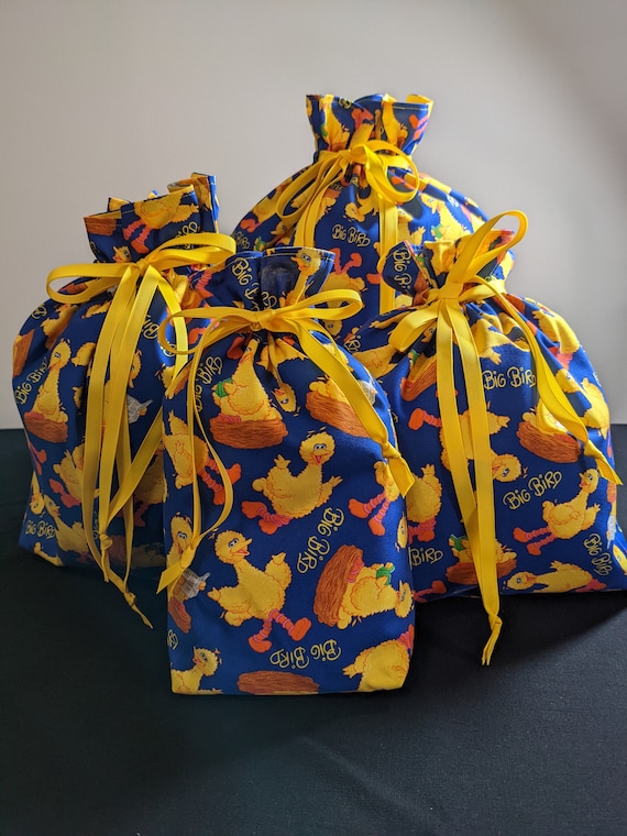 Eco Friendly Children's Character Drawstring Fabric Gift Bags In 4 Sizes Reusable Washable Zero Waste Gift Bags