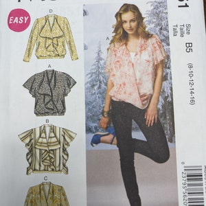 Uncut McCall&#39;s Sewing Pattern #M6651 for Misses Tops. Sizes 8-16.