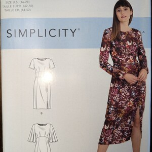 Uncut Simplicity Sewing Pattern #R10744 for Misses and Misses&#39; Plus Size Dress with Sleeve and Length Variations. Sizes 6-14 and Sizes 16-24