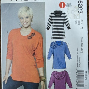 Uncut McCall&#39;s Sewing Pattern #M6203 for Misses&#39; Tunics, Tops. Sizes XS-S-Med.