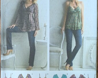 Uncut Simplicity Sewing Pattern 3956 for Misses and Misses' Plus Size Tops in 6 Styles. Sizes 12-20.