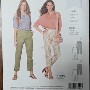 Uncut Burda Sewing Pattern #6242 for Misses&#39; and Misses&#39; Plus Size Pants. Sizes 8-18.