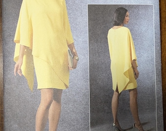 Uncut Vogue Sewing Pattern V1614 for Misses and Misses Plus Size Dress. Sizes 6-14 and Sizes 14-22 Available.