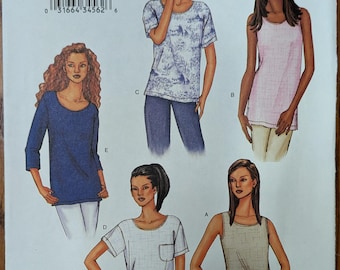 Uncut Butterick Sewing Pattern 3383 for Misses and Misses' Plus Size Top with 5 Variations. Sizes L, XL (16-22).
