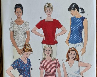 Uncut Simplicity Sewing Pattern 8523 for Misses' Top with 6 Variations. Sizes 8-12.