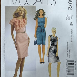 Uncut McCall&#39;s Sewing Pattern #M5972 for Misses&#39; Dresses with Neckline Variations. Sizes 6-14.