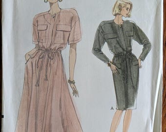 Uncut Vogue Sewing Pattern 7714 for Misses Dress with Sleeve and Length Variations. Sizes 14-18.