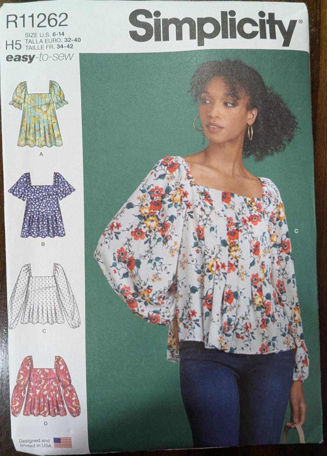 Simplicity Patterns R11102 Uncut Simplicity Sewing Pattern #R11262 for Misses Top With 4 ...