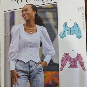 Uncut McCall&#39;s Sewing Pattern #M8181 for Misses&#39; Tops with 3 Variations. Sizes 6-14.
