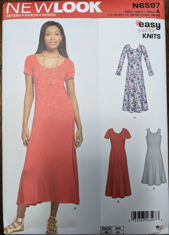 Uncut New Look Sewing Pattern #N6597 for Misses and Misses' Plus Size Dress with Sleeve and Length Variations. Sizes 10-22. Uncut New Look Sewing Pattern #N6597 for Misses and Misses' Plus Size Dress with Sleeve and Length Variations. Sizes 10-22.