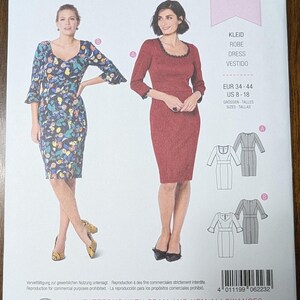 Uncut Burda Sewing Pattern #6223 for Misses and Misses&#39; Plus Size Dress with Sleeve and Bodice Variations. Sizes 8-18.
