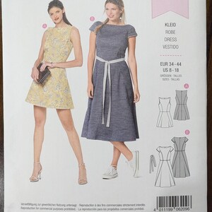 Uncut Burda Sewing Pattern #6209 for Misses and Misses&#39; Plus Size Dress with Sleeve and Length Variations. Sizes 8-18.
