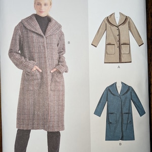 Uncut New Look Sewing Pattern #N6767 for Misses and Misses&#39; Plus Size Coats. Sizes XS-XL.