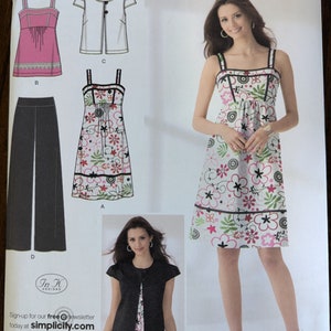 Uncut Simplicity Sewing Pattern #2373 for Misses&#39; Pants, Dress or Top and Jacket. Sizes 6-14.