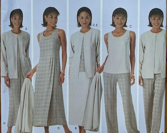 Uncut Simplicity Sewing Pattern 5345 for Misses' Pants, Skirt, Top, Dress or Jumper and Jacket. Sizes 8-14.