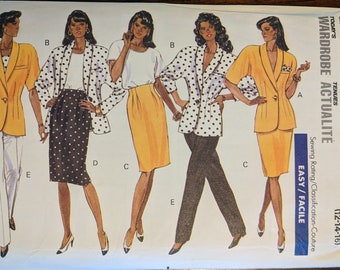 Uncut Butterick Sewing Pattern #4858 for Misses' Jacket, Top, Skirt and Pants Sizes 12-14-16