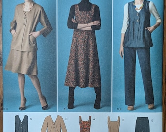 Uncut Simplicity Sewing Pattern 2539 for Misses' Jumper in 2 Lengths, Pants and Jacket or Vest. Sizes 10-18.2539