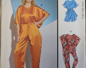Uncut McCall's Sewing Pattern #R11550 for Misses' Romper, Jumpsuits and Sash. Sizes XS-SM-Med.