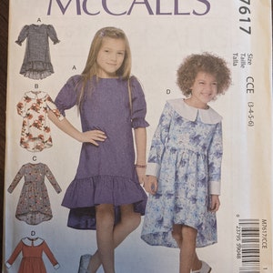 Uncut McCall&#39;s Sewing Pattern #M7617 for Girl&#39;s Dresses in 4 Variations Sizes 3, 4, 5, 6