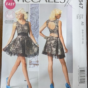 Uncut McCall&#39;s Sewing Pattern #M6647 for Misses&#39; Lined Dresses. Sizes 6-14.