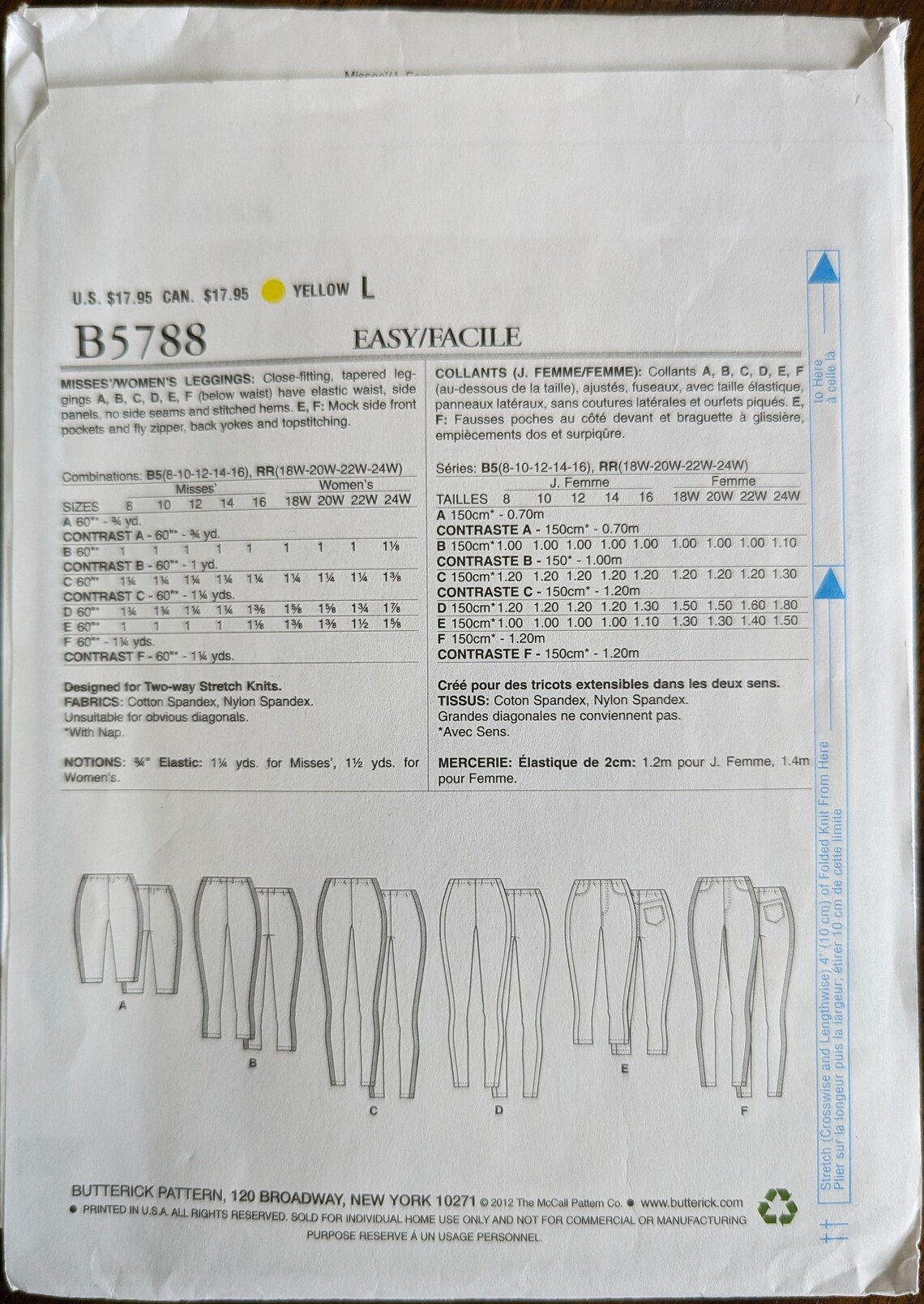 Uncut Butterick Sewing Pattern #B5788 for Misses and Misses' Plus Size ...