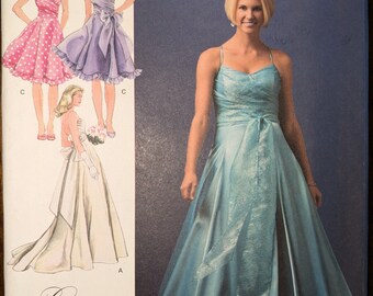 Uncut Simplicity Sewing Pattern #2959 for Misses' Evening Dress in 2 Lengths. Sizes 4-12.