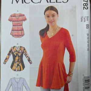 Uncut McCall&#39;s Sewing Pattern #M7782 for Misses and Women&#39;s Tops with Variations. Sizes 8-16 and Sizes 18W-24W Available.