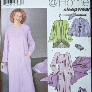 Uncut Simplicity Sewing Pattern #5264 for Misses' Robe, Jacket in 2 Lengths, Slippers, Eyemask, and Pillow in a Blanket. Sizes XS-S-Med.