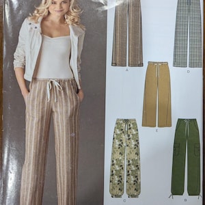 Uncut New Look Sewing Pattern #6005 for Misses and Misses&#39; Plus Size Pants with Cuff Variations. Sizes 10-22.