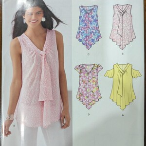 Uncut New Look Sewing Pattern #6213 for Misses&#39; Tops with Collar and Sleeve Variations. Sizes 6-16.