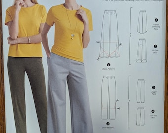 Uncut Simplicity Sewing Pattern 8378 for Misses and Misses' Plus Size Knit Pants with Options for Design Hacking. Sizes XXS-XXL.