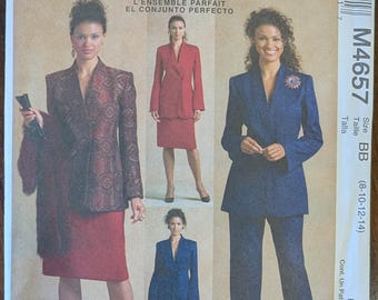 Uncut McCall's Sewing Pattern #M4657 for Misses' Lined Jacket, Pants and Skirt. Sizes 8-14.
