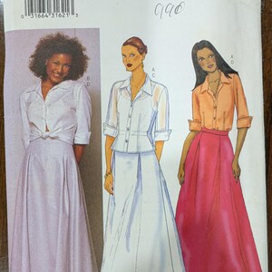 Uncut Butterick Sewing Pattern #6572 for Misses&#39; Shirt and Skirt. Sizes 12-16.