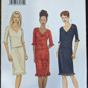 Uncut Butterick Sewing Pattern #6569 for Misses&#39; Top and Skirt. Sizes 12-16
