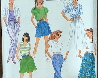 Uncut Simplicity Sewing Pattern #7174 for Misses' and Misses' Plus Size Skirt, Culottes and Pants, all in 2 Lengths. Sizes PT-XL.