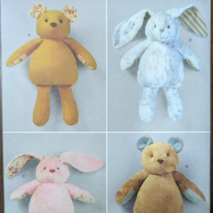 Uncut Simplicity Sewing Pattern #S9306 for Plush Bears and Bunnies in 2 Sizes.