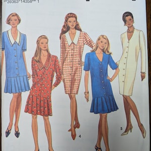 Uncut Simplicity Sewing Pattern #8536 for Misses&#39; Dress With or Without Pleated Flounce. Sizes 10-16.