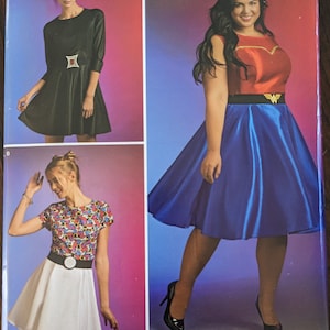 Uncut Simplicity Sewing Pattern #D0672 for Misses&#39; and Plus Size Skater Dress Costume With Variations. Sizes 10-18 and 20W-28W Available