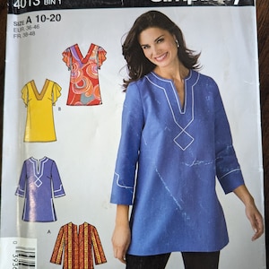 Uncut Simplicity Sewing Pattern #4013 for Misses&#39; and Plus Size Tunic with Variations.  Sizes 10-20.