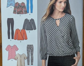 Uncut Simplicity Sewing Pattern 1280 for Misses and Misses' Plus Size Leggings, Tunic in 2 Lengths and Top. Sizes XS-XL.