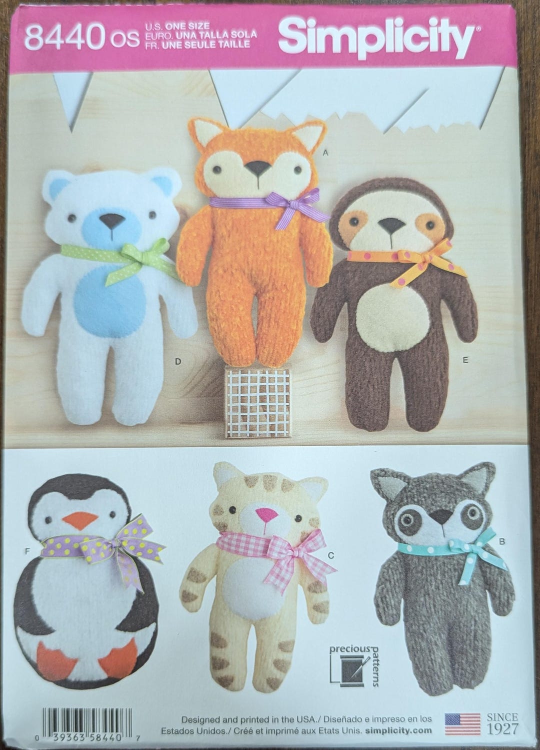 Uncut Simplicity Sewing Pattern #8440 for Stuffed Animals. Fox, Raccoon ...