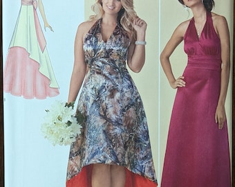 Uncut Simplicity Sewing Pattern #1406 for Misses and Misses' Plus Size Special Occasion Dress with Length Variation. Sizes 10-18.