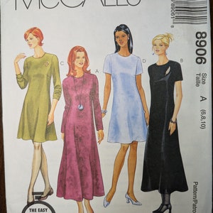 Uncut McCall&#39;s Sewing Pattern #8906 for Misses&#39; Dress in 2 Lengths. Sizes 6-10