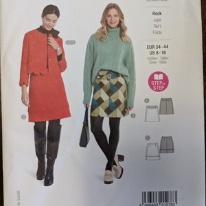 Uncut Burda Sewing Pattern #5868 for Misses and Misses&#39; Plus Size Skirts. Sizes 8-18.