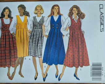Uncut Butterick Sewing Pattern 6359 for Misses and Misses' Plus Size Maternity Jumper with Length and Neckline Variations. Sizes 14-20.