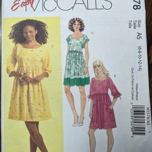 Uncut McCall&#39;s Sewing Pattern #M5578 for Misses&#39; Dresses with 3 Variations. Sizes 6-14.
