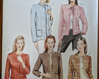 Uncut Vogue Sewing Pattern V7975 for Misses and Misses Plus Size Jacket in 5 Styles. Sizes 6-10, Sizes 12-16 and Sizes 18-22 Available.